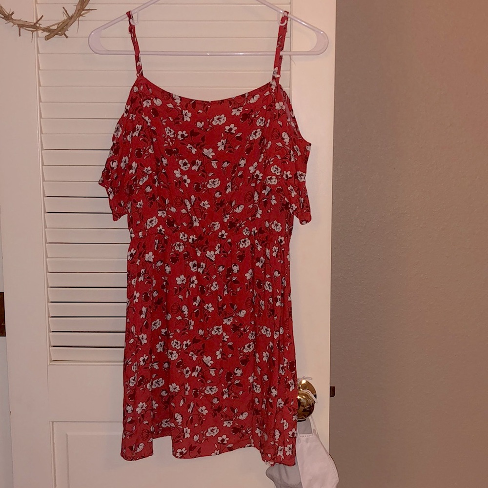 Red floral summer dress